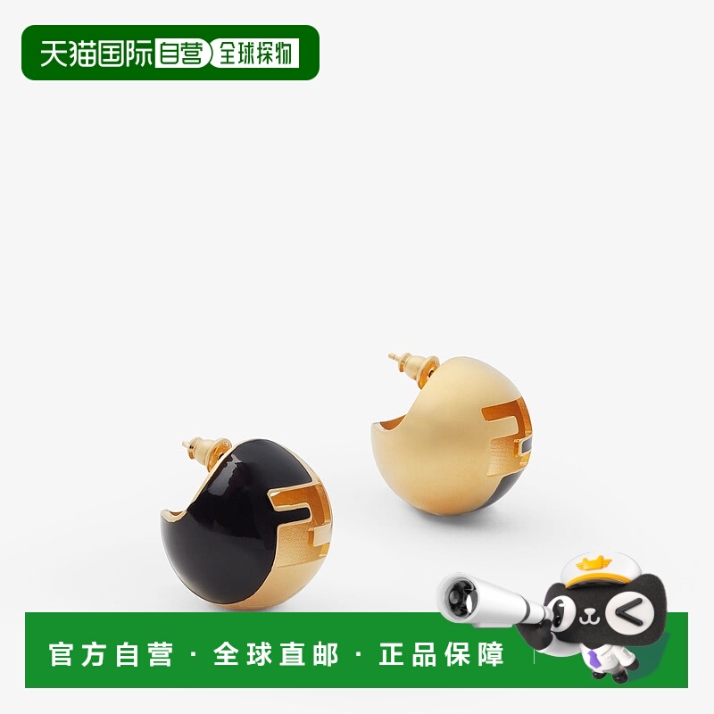 1h可退 欧洲直邮FENDI (2025) Fendi Sphera 耳环 - 金色和黑色耳