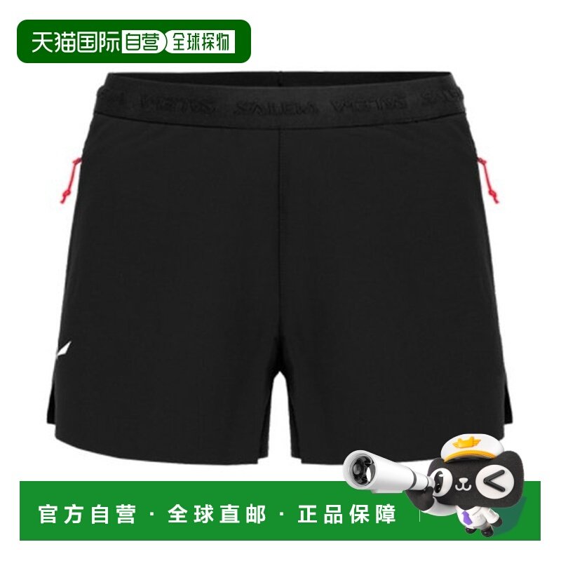 自营欧洲直邮SALEWA PEDROC女士黑色锦纶弹性腰带短裤运动