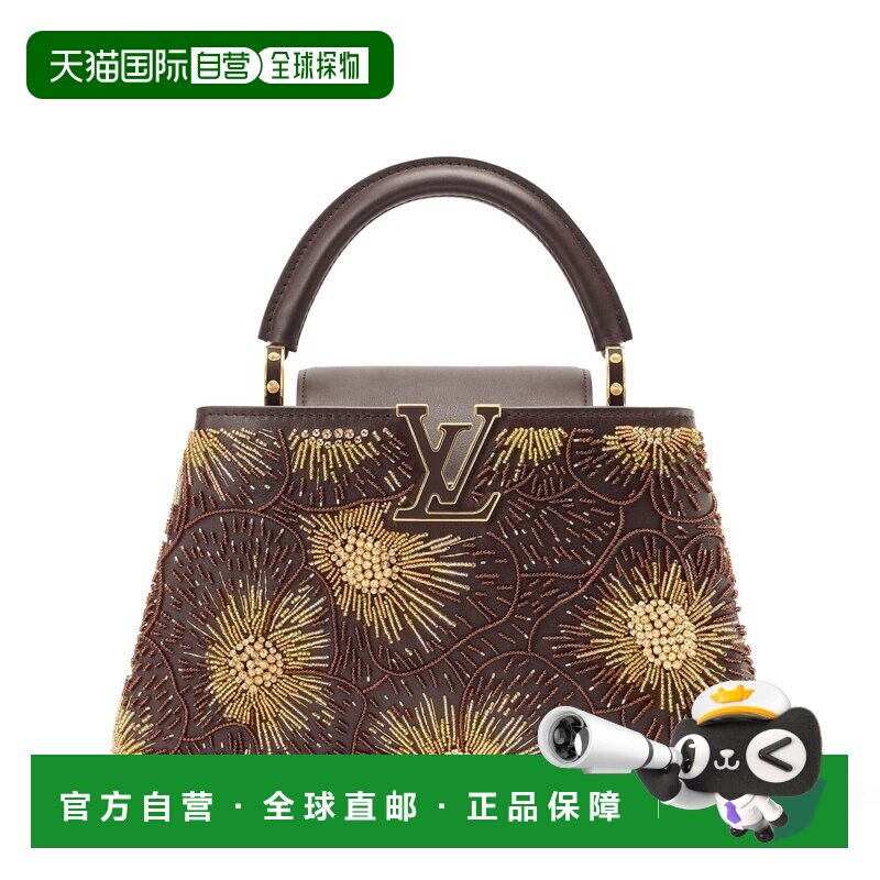 自营欧洲直邮LV路易威登 Capucines BB女士棕色牛皮革手提包钱包
