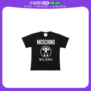 EA0711 香港直邮MOSCHINO T恤 1555T 女士黑色双问号印花短袖 5540