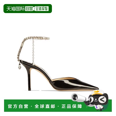 1h可退 香港直邮Jimmy Choo 黑色徽标高跟鞋 SAEDA85BOB