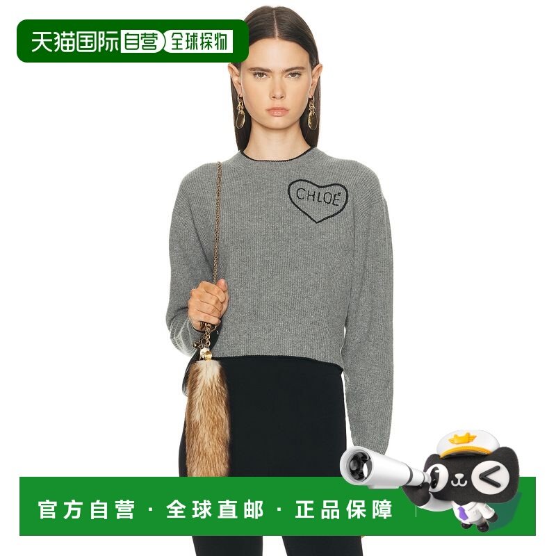 1h可退 美国直邮Chloe 蔻依 女士 刺绣心形徽标毛衣 26SMP39