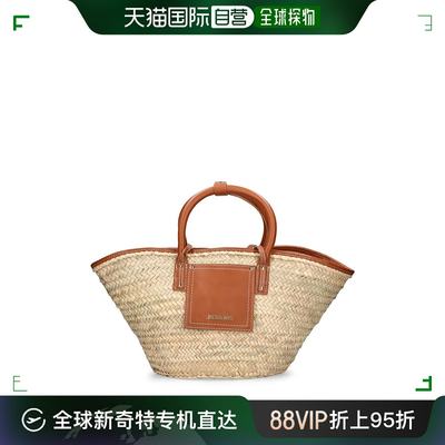 香港直邮Jacquemus 女士 Le Panier Soli酒椰纤维&皮革托特包