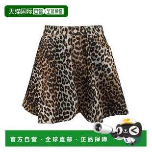 1h可退 香港直邮GANNI 甘尼 女士 Flock 印花牛仔迷你半身裙 A109