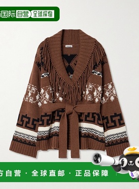 1h可退 Simkhai 女士 Elwood 束带流苏嵌花羊毛羊绒混纺针织开衫