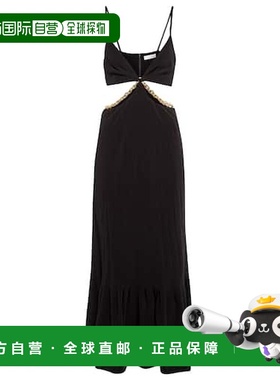 1h可退 香港直邮Simkhai 女士 Ayla 斜纹布中长连衣裙 black黑色