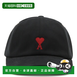 1h可退 香港直邮Ami Paris 男士 黑色棉帽子 BFUCP006AW0041001