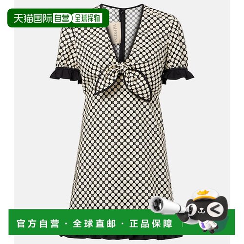 香港直邮valentino 华伦天奴 女士 荷叶边波尔卡圆点棉府绸迷你连