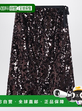 香港直邮Prada 普拉达 女士 PLUM-COLOURED 珠片半身裙 P120ZROOO