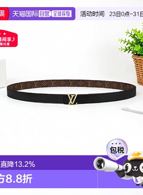 自营1h可退 欧洲直邮LV路易威登女士棕色老花图案帆布皮带腰带