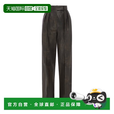 香港直邮ALEX PERRY 女士 精细剪裁皮革阔腿裤 brown棕色 舒适时