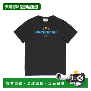 自营Gucci 男女同款 黑色logo印花T恤 565806XJB2W短袖