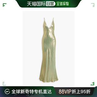 金属感真丝缎绉纱长款 吊带连衣裙 女士 香港直邮GALVAN DR0218MET