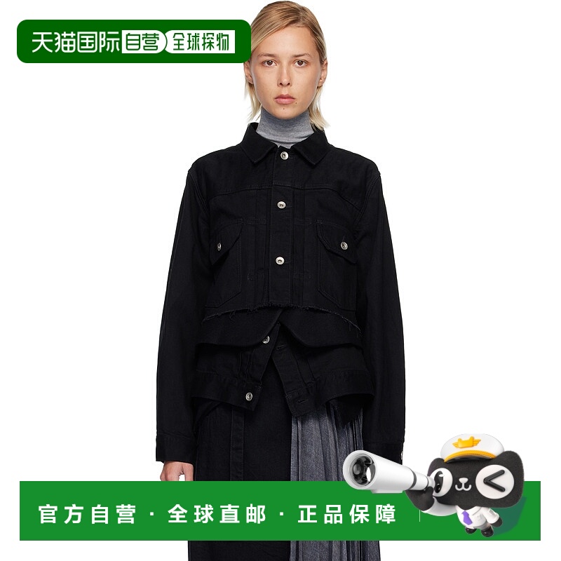 1h可退 香港直邮Sacai 女士 黑色牛仔夹克 2508189 black黑色 舒