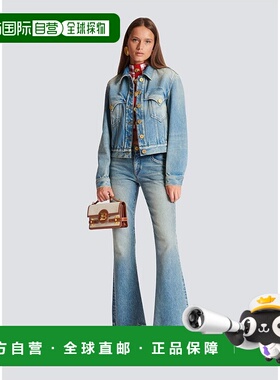 香港直邮Balmain 仿旧翻领牛仔外套 CF1TC130DE04