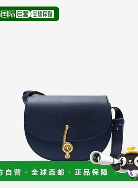 自营欧洲直邮Burberry博柏利 Bridle系列女士午夜蓝水牛皮小号log