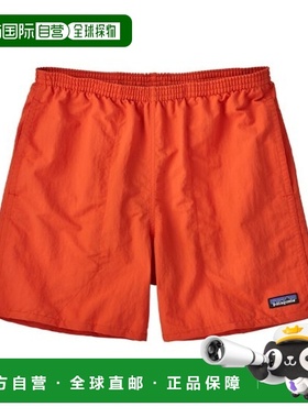 自营欧洲直邮PATAGONIA BAGGIES男士橙红色再生尼龙抽绳系带短裤