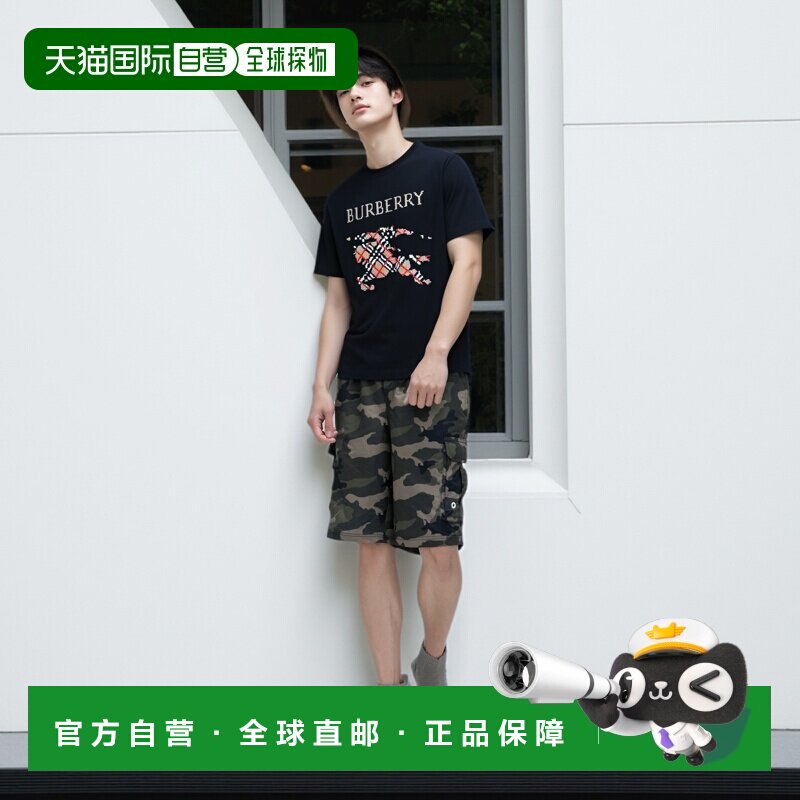 自营Burberry/博柏利 男士棉质马术骑士十字绣T恤刺绣上衣男装
