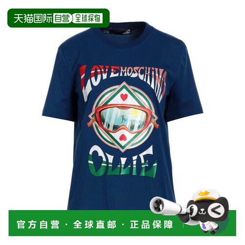 1h可退 香港直邮moschino 爱莫斯奇诺 女士 T恤 blue蓝色 舒适时