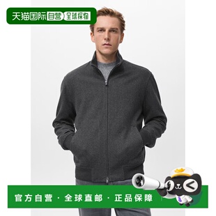 自营欧洲直邮Mango芒果 男士灰黑色常规版型拉链外套