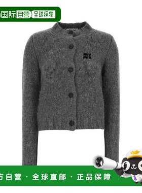 1h可退 香港直邮Miu Miu 缪缪 女士 灰色羊绒针织开衫 MMF00JSOOO