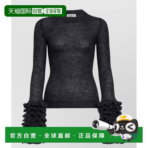 香港直邮ALAIA 女士卫衣 AA9G0076K101B821 AW2025灰色长袖