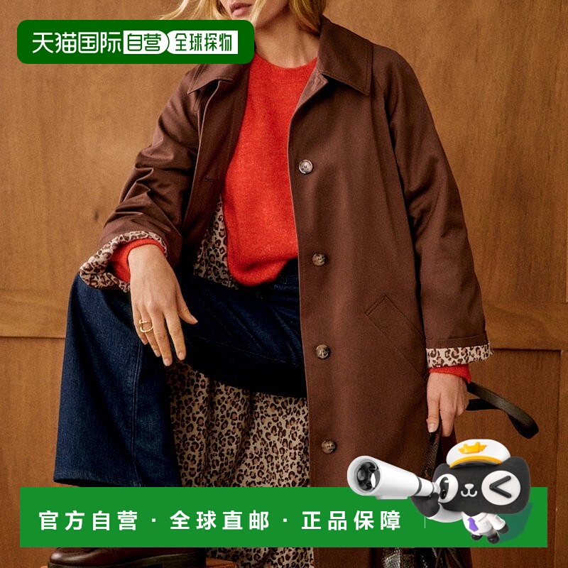 自营欧洲直邮Sezane 女士深棕色棉风衣正品休闲时尚百搭舒适流行