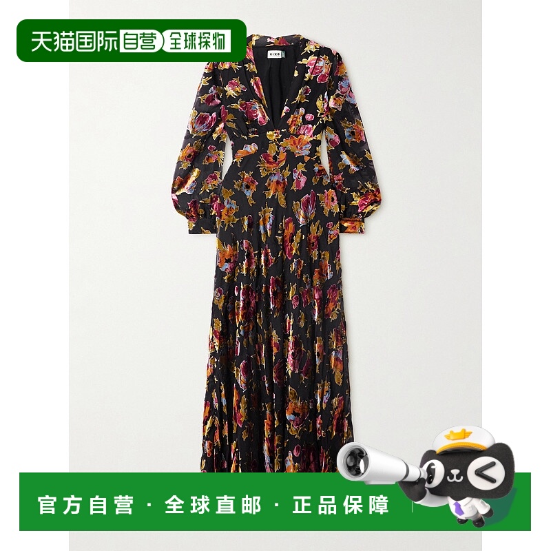 香港直邮RIXO 女士 Emory 印花德沃尔天鹅绒长款连衣裙 010022824