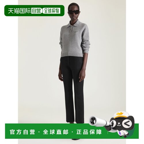 自营欧洲直邮Givenchy纪梵希 女士浅灰色羊毛羊绒长袖POLO衫