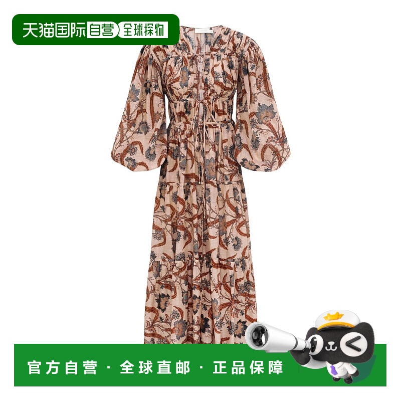 香港直邮Zimmermann Ascension Tie Billow Maxi 连衣裙 4208DSS2