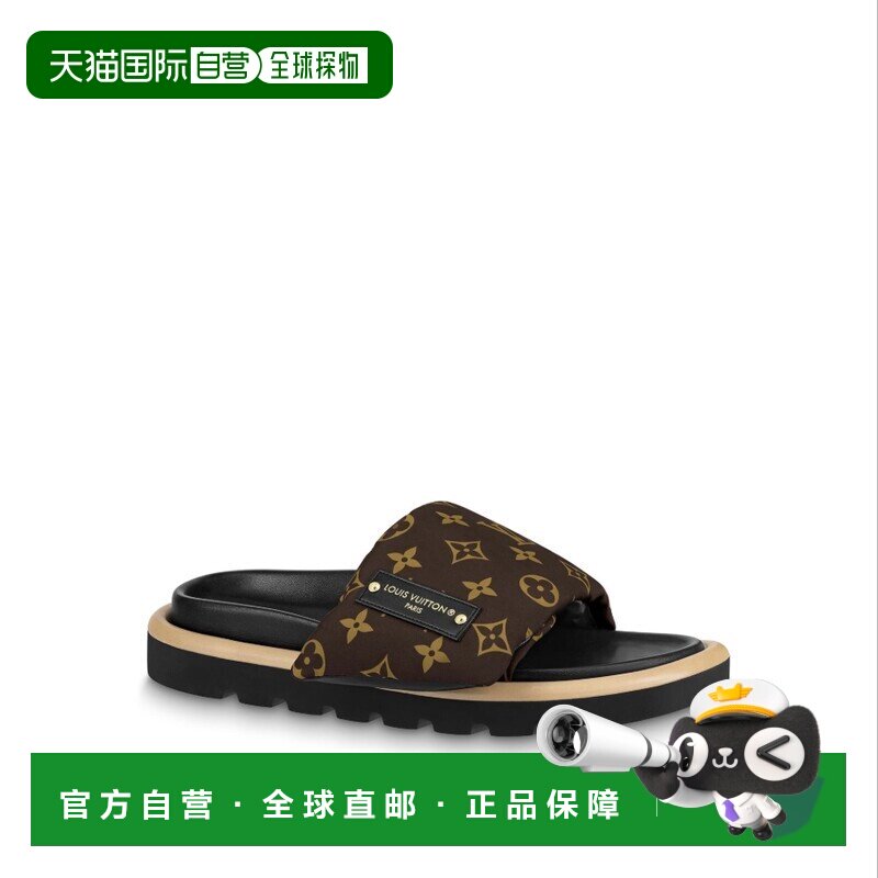 自营1h可退 欧洲直邮LV路易威登 女士棕色尼龙凉拖新款时尚高级感