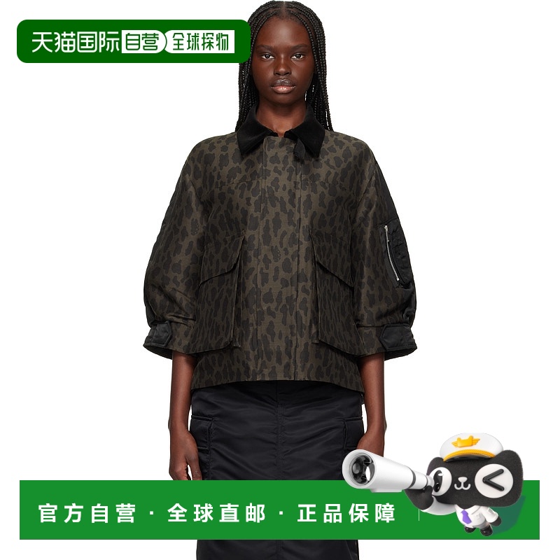 香港直邮Sacai 女士 棕色 Leopard Print & Nylon Twill 夹克 250
