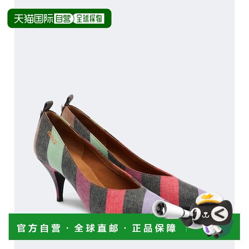 香港直邮versace 范思哲 女士 Tina 条纹牛仔布浅口鞋