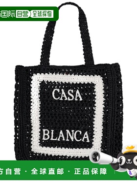 1h可退 香港直邮Casablanca 女士 带Logo手提包 ASP26BAG17502BLA