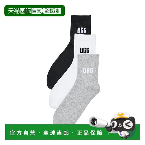 美国直邮Ugg 女士 Quinlin Quarter 徽标袜子(三件装)