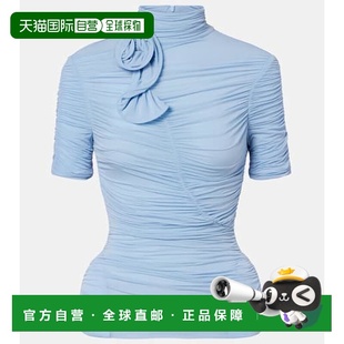 香港直邮magda 饰褶皱上衣 butrym 花朵装 blue蓝色 女士 1h可退