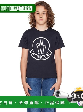 香港直邮moncler 男童 海军蓝 Printed Logo Cotton 儿童 T 恤童