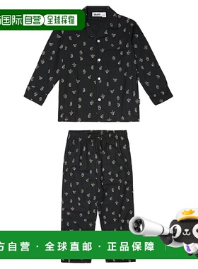 1h可退 香港直邮Molo 女童 Lex 印花棉质睡衣套装童装 black黑色