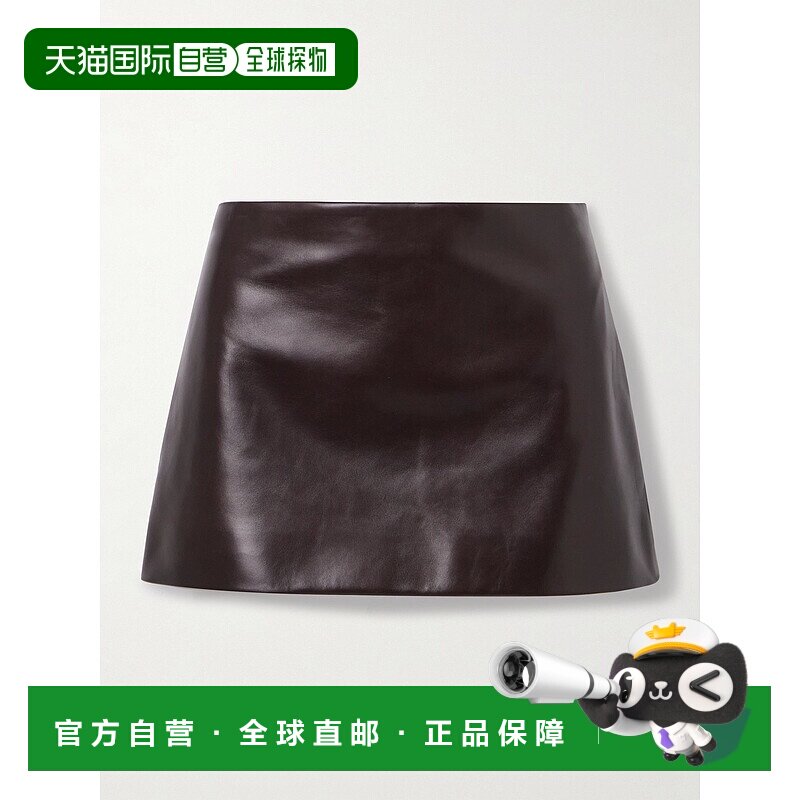 1h可退 香港直邮KHAITE 女士 Jett 皮革迷你半身裙 4116937a字裙