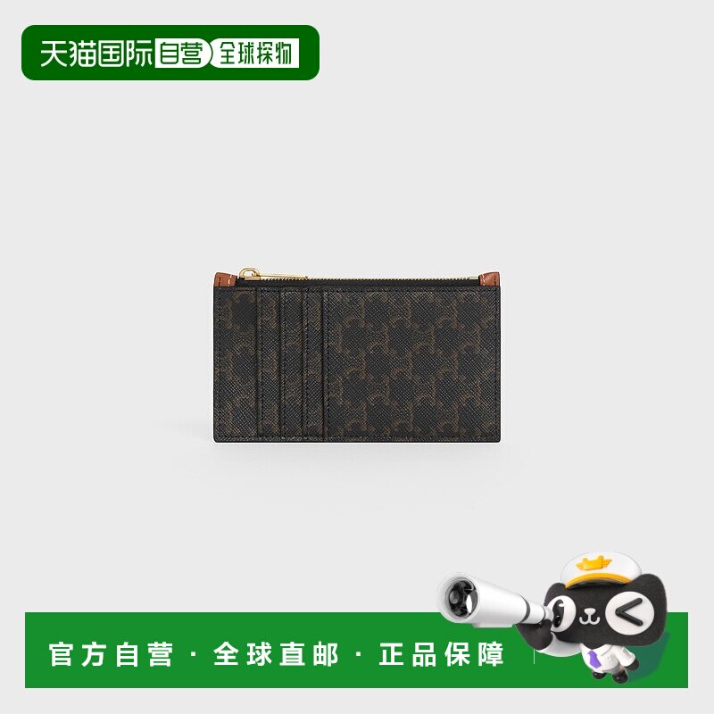 欧洲直邮CELINE思琳男士TRIOMPHE羊皮革人造革拉链收纳卡包