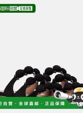 香港直邮Alaia 女士 Bombe 绒面革凉鞋 black黑色 舒适时尚