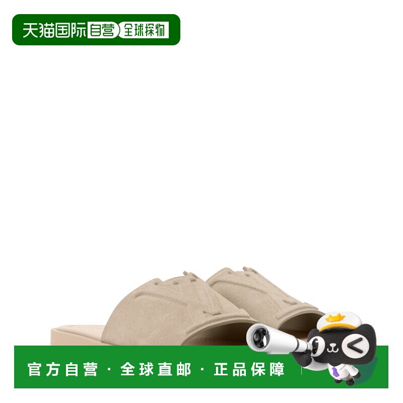 自营欧洲直邮LV路易威登 男士米色皮革LOGO标识穆勒鞋拖鞋凉鞋