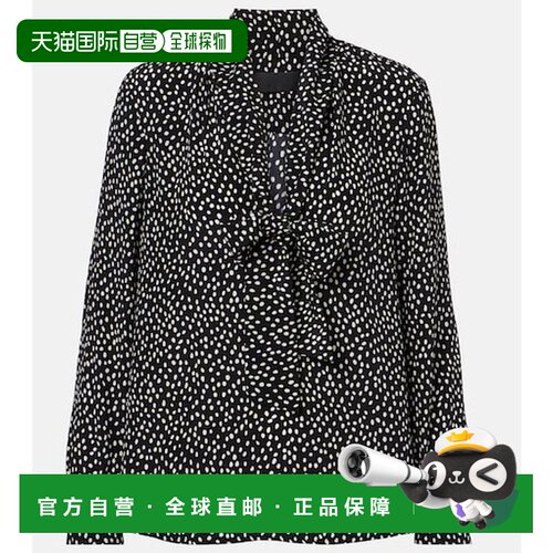 香港直邮NILI LOTAN 女士 Janese 蝴蝶结装饰波尔卡圆点真丝衫