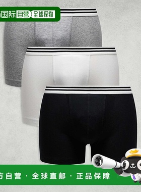 香港直邮ASOS 男士 设计条纹腰带黑色白色灰色多平角内裤(三件套)