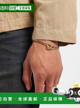 1h可退 香港直邮ASOS 男士 设计防水不锈钢双圆形链条色调手链(金
