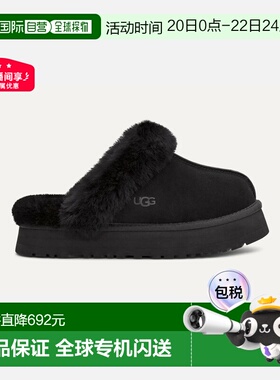自营欧洲直邮UGG Disquette女士黑色拖鞋厚底一脚蹬半拖鞋厚底鞋