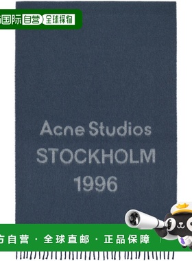 1h可退 香港直邮Acne Studios 艾克妮 男士 蓝色 Wide Logo 围巾