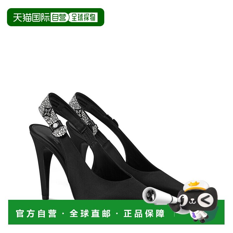 自营欧洲直邮LV路易威登 Legacy女士黑色皮革老花图案高跟鞋单鞋