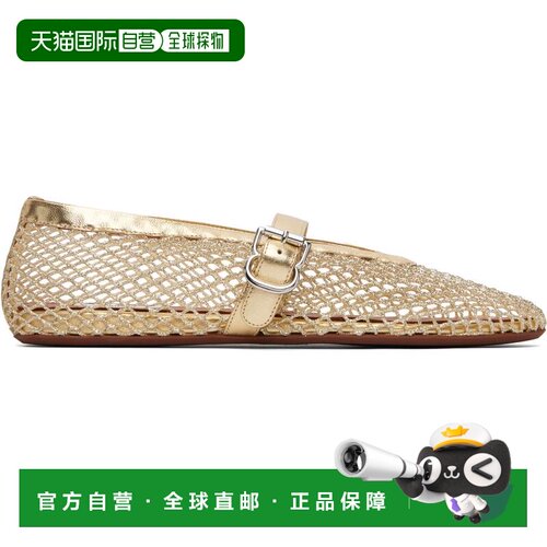 1h可退 香港直邮alaia 女士 金色芭蕾鞋 AA3A029TK028240PLATINE