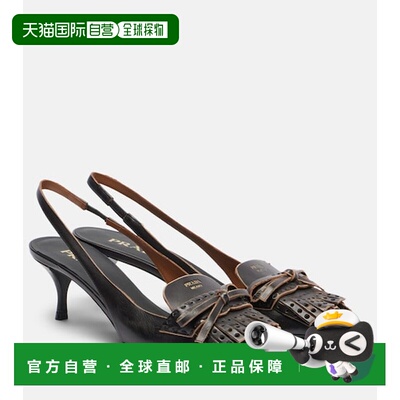 香港直邮Prada 普拉达 女士 蝴蝶结皮质露跟浅口鞋女鞋单鞋